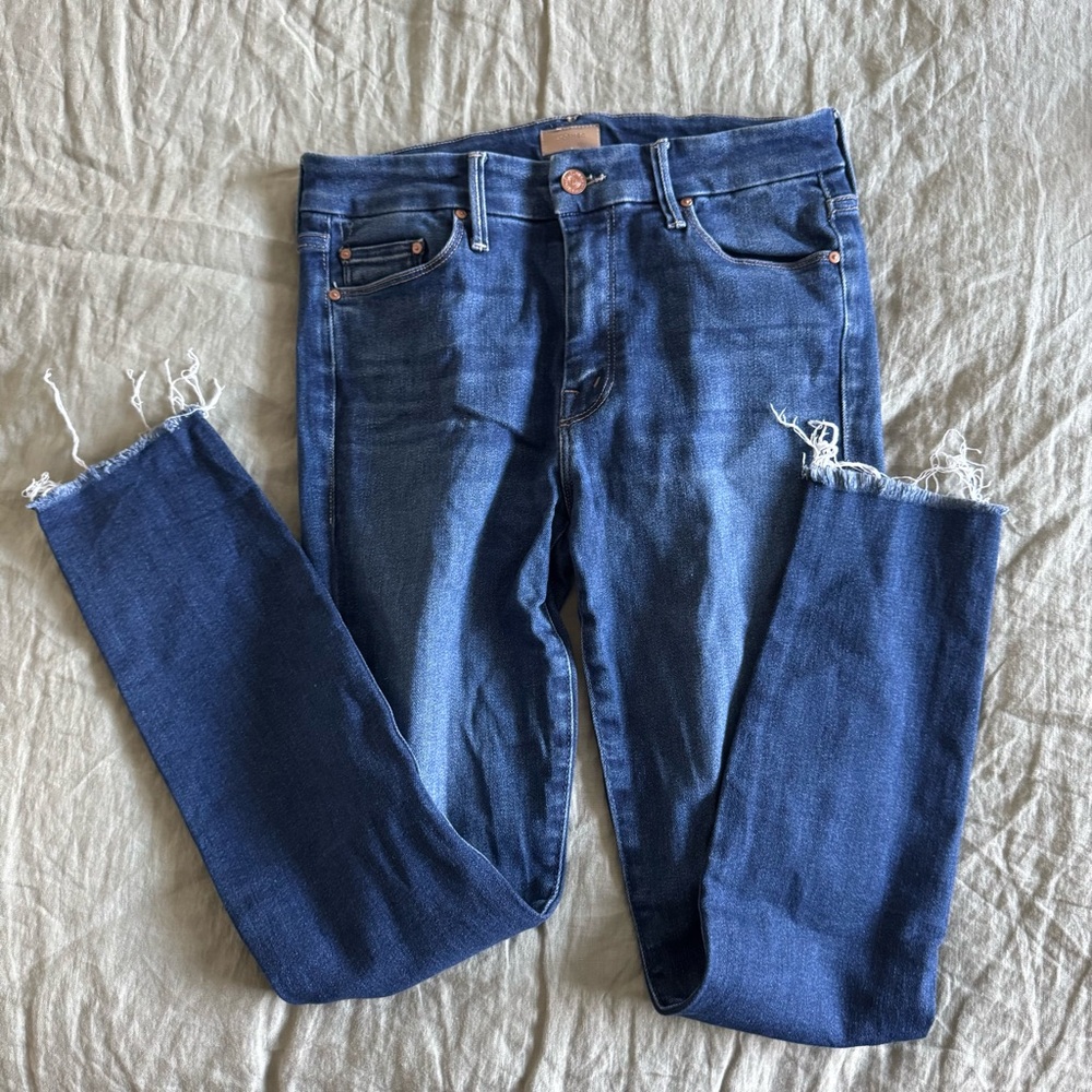 MOTHER Skinny Raw Edge Jeans
